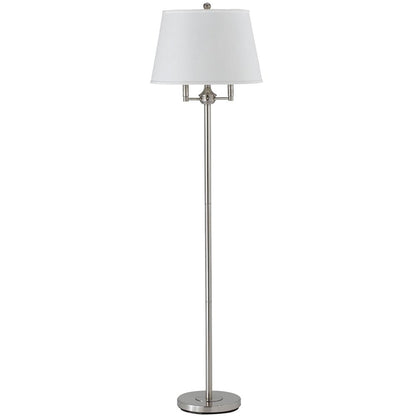 62" Nickel Four Light Traditional Shaped Floor Lamp With White Square Shade HomeRoots