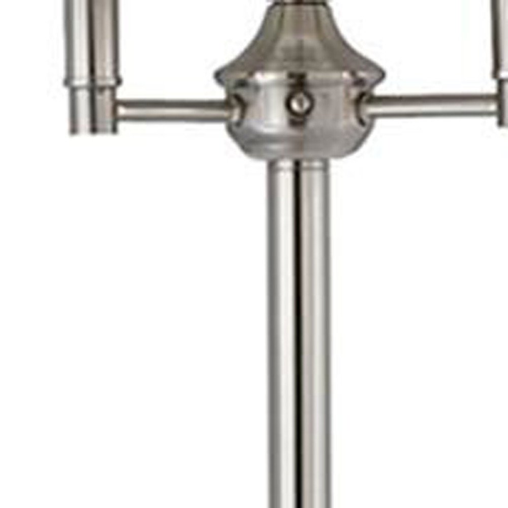 62" Nickel Four Light Traditional Shaped Floor Lamp With White Square Shade HomeRoots