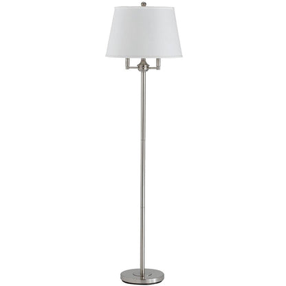 62" Nickel Four Light Traditional Shaped Floor Lamp With White Square Shade HomeRoots