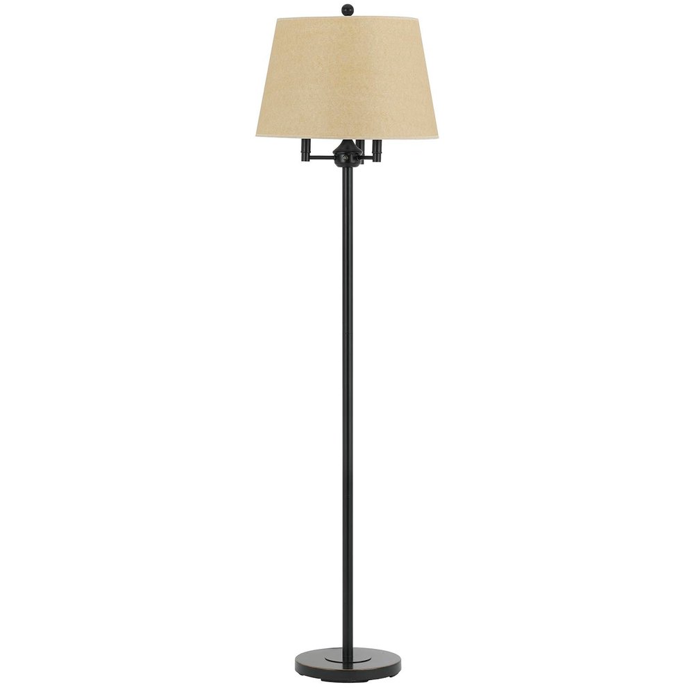 62" Bronze Four Light Floor Lamp With Beige Fabric Square Shade — view 1