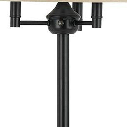 62" Bronze Four Light Floor Lamp With Beige Fabric Square Shade HomeRoots