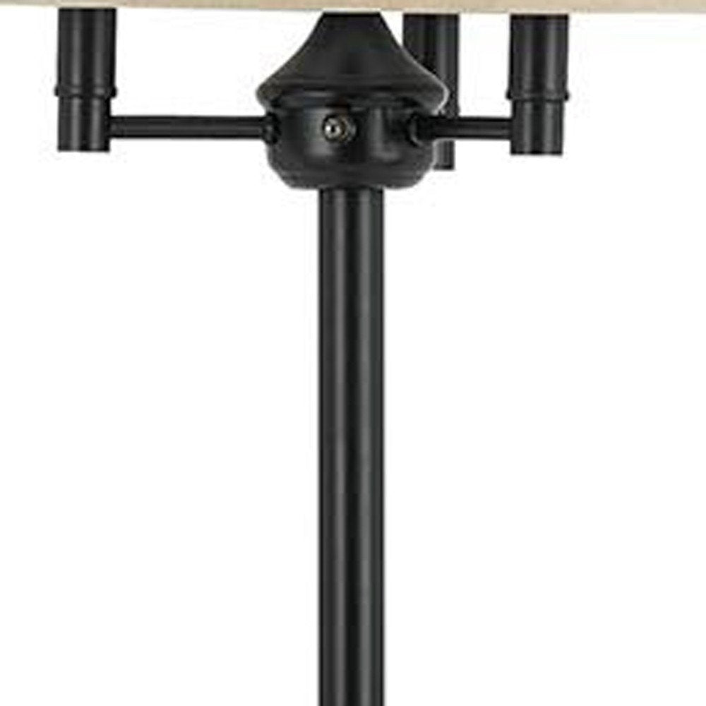 62" Bronze Four Light Floor Lamp With Beige Fabric Square Shade HomeRoots