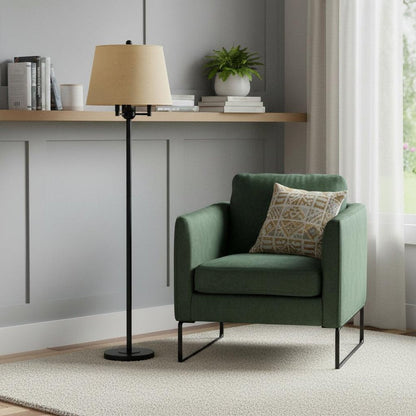 62" Bronze Four Light Floor Lamp With Beige Fabric Square Shade HomeRoots