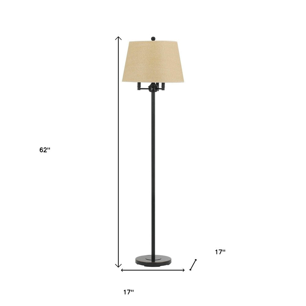 62" Bronze Four Light Floor Lamp With Beige Fabric Square Shade — view 5