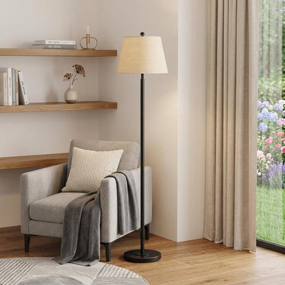 60" Bronze Traditional Shaped Floor Lamp With Tan Square Shade HomeRoots