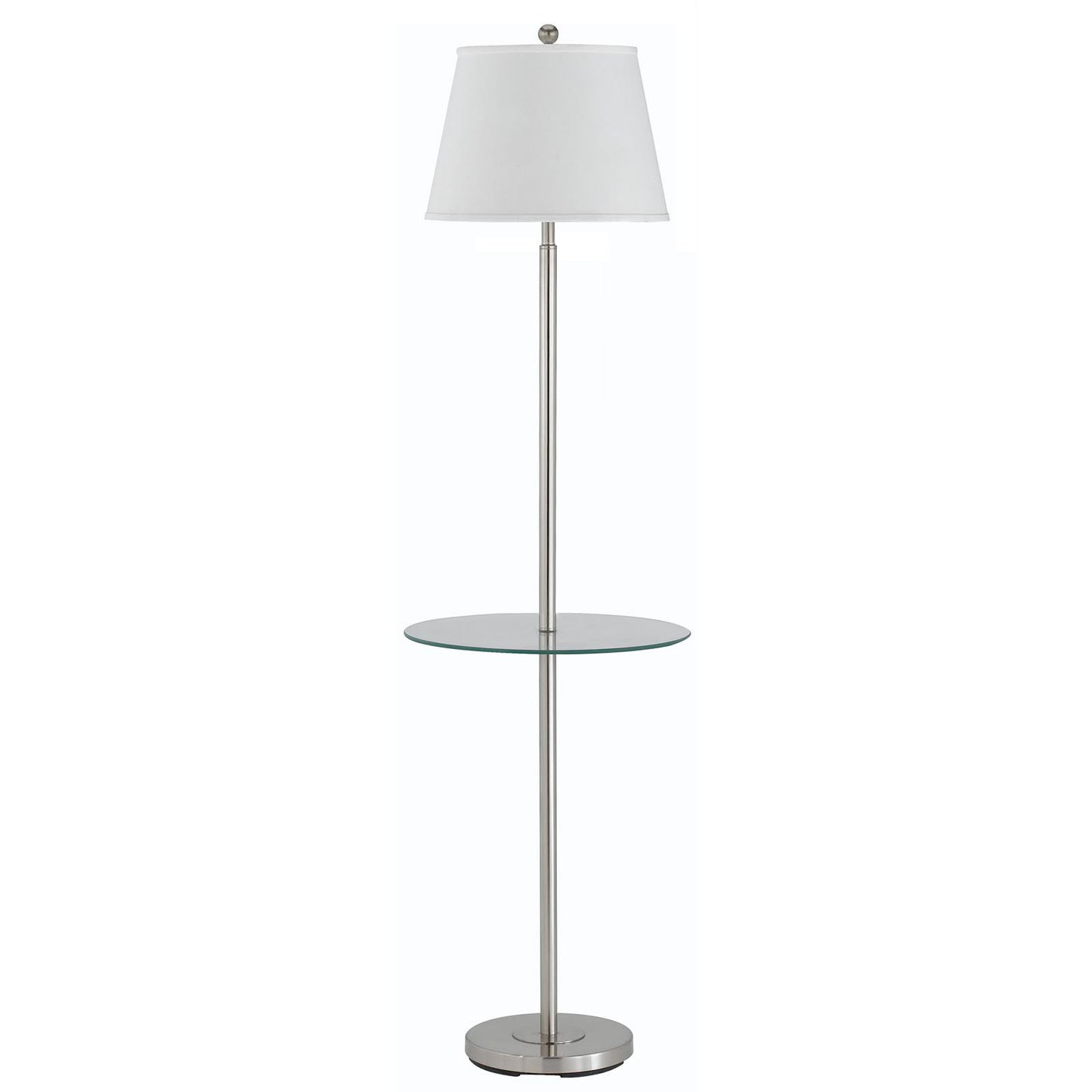 60" Nickel Tray Table Floor Lamp With White Transparent Glass Square Shade