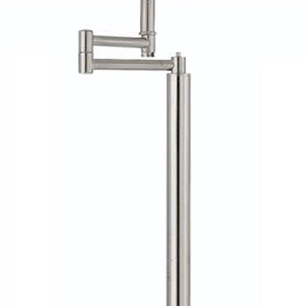 60" Nickel Swing Arm Floor Lamp With White Square Shade HomeRoots