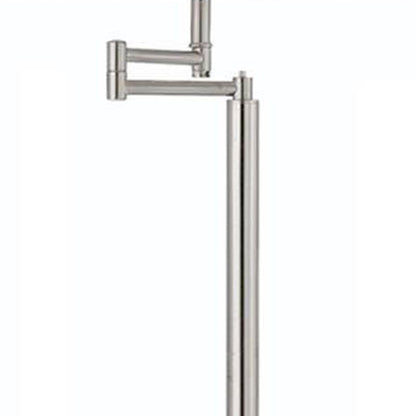 60" Nickel Swing Arm Floor Lamp With White Square Shade HomeRoots