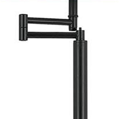 60" Bronze Swing Arm Floor Lamp With White Square Shade HomeRoots