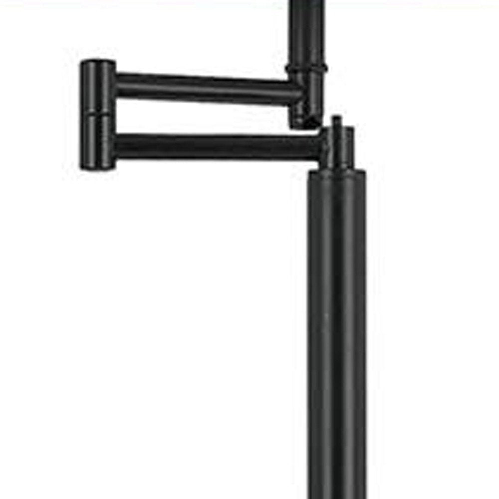 60" Bronze Swing Arm Floor Lamp With White Square Shade HomeRoots