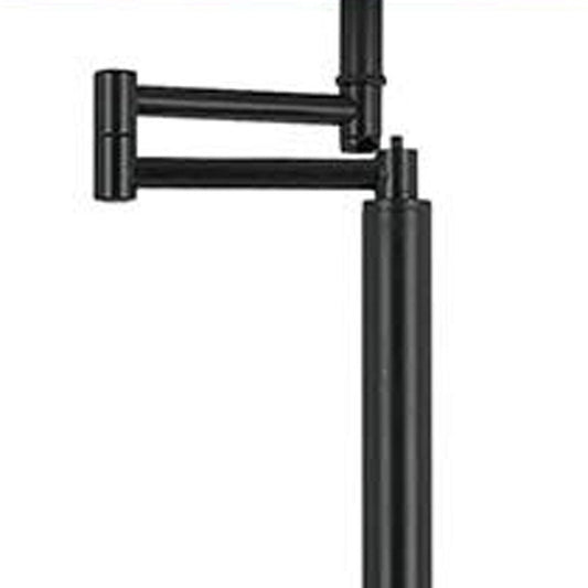 60" Bronze Swing Arm Floor Lamp With White Square Shade HomeRoots