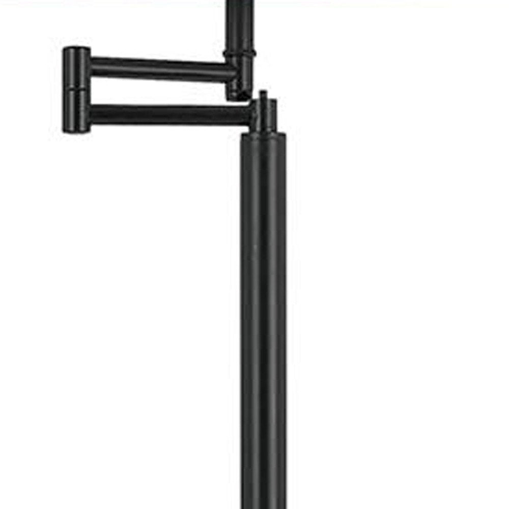 60" Bronze Swing Arm Floor Lamp With White Square Shade HomeRoots