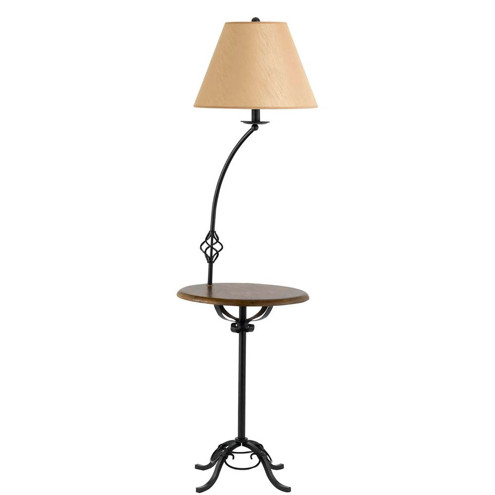 62" Black Tray Table Floor Lamp With Brown Empire Shade — view 1