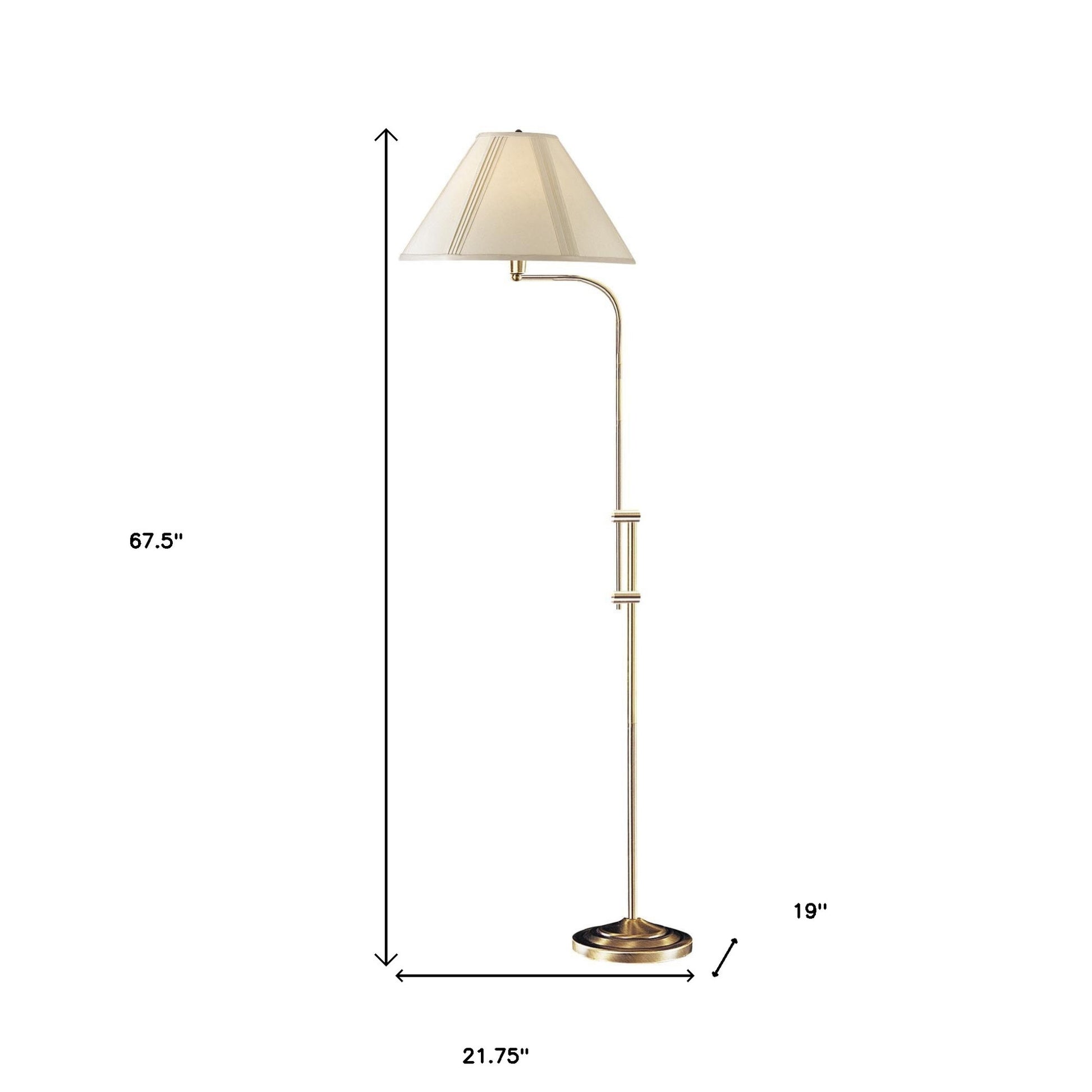 68" Bronze Adjustable Traditional Shaped Floor Lamp With Beige Empire Shade - FurniFindUSA