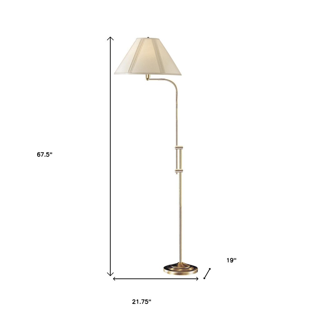 68" Bronze Adjustable Traditional Shaped Floor Lamp With Beige Empire Shade — view 3