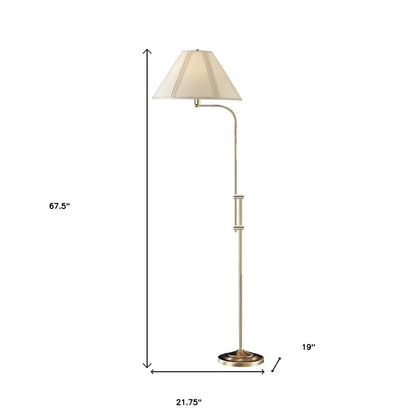 68" Bronze Adjustable Traditional Shaped Floor Lamp With Beige Empire Shade HomeRoots