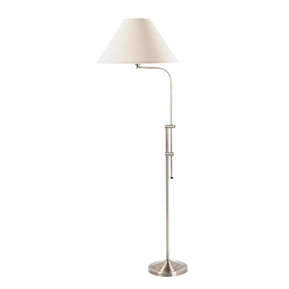 68" Nickel Adjustable Floor Lamp With White Fabric Empire Shade — view 1