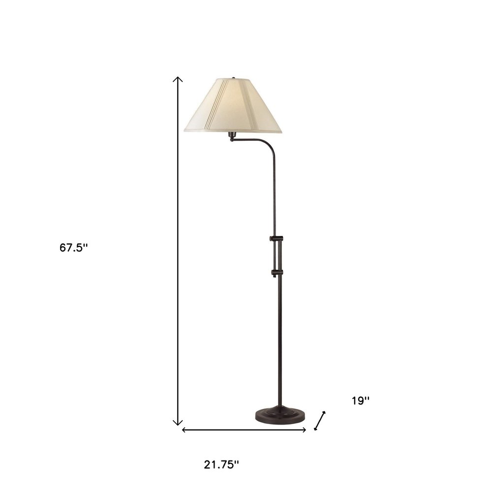68" Bronze Adjustable Traditional Shaped Floor Lamp With Beige Empire Shade HomeRoots