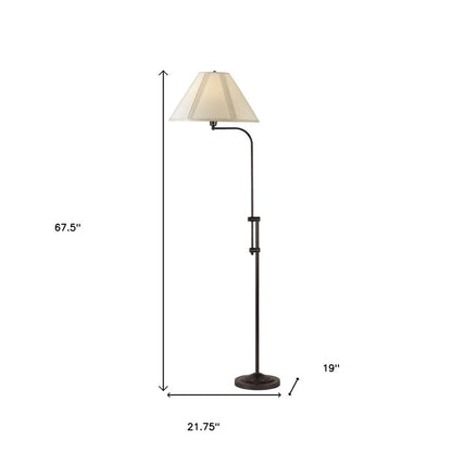 68" Bronze Adjustable Traditional Shaped Floor Lamp With Beige Empire Shade HomeRoots