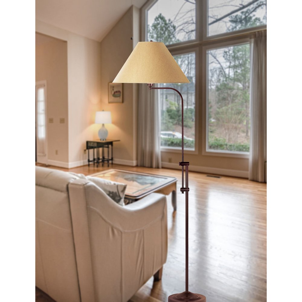 68" Rusted Adjustable Traditional Shaped Floor Lamp With Brown Empire Shade HomeRoots