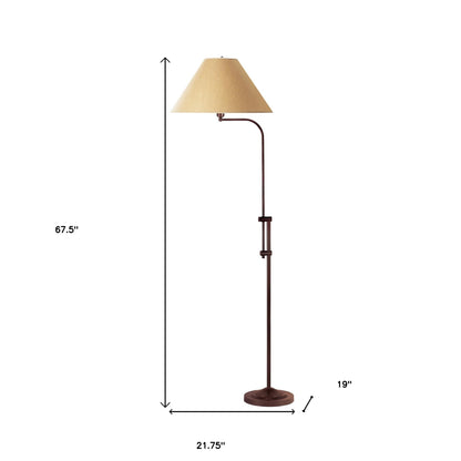 68" Rusted Adjustable Traditional Shaped Floor Lamp With Brown Empire Shade