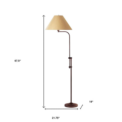 68" Rusted Adjustable Traditional Shaped Floor Lamp With Brown Empire Shade HomeRoots