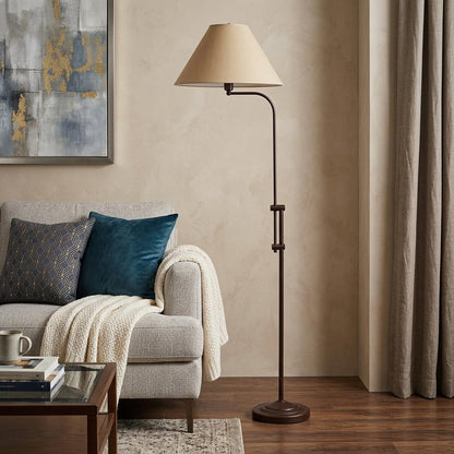 68" Rusted Adjustable Traditional Shaped Floor Lamp With Brown Empire Shade HomeRoots