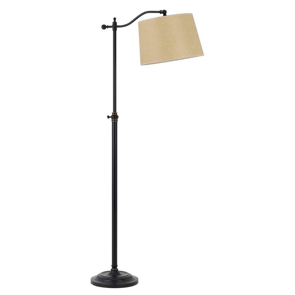 63" Bronze Metal Adjustable Floor Lamp With Tan Paper Square Shade HomeRoots