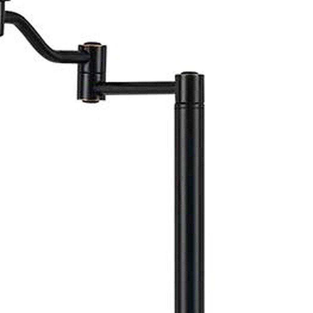 60" Bronze Swing Arm Floor Lamp With Beige Fabric Empire Shade HomeRoots