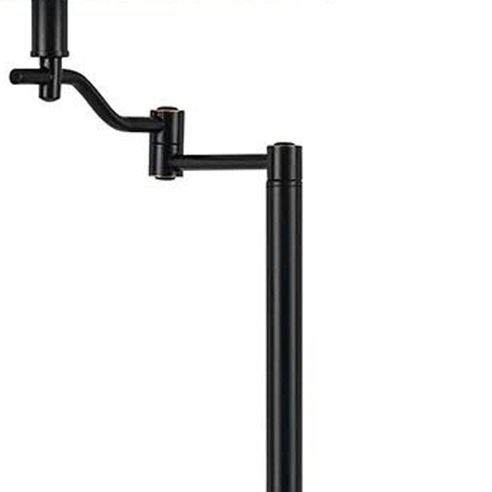 60" Bronze Swing Arm Floor Lamp With Beige Fabric Empire Shade HomeRoots