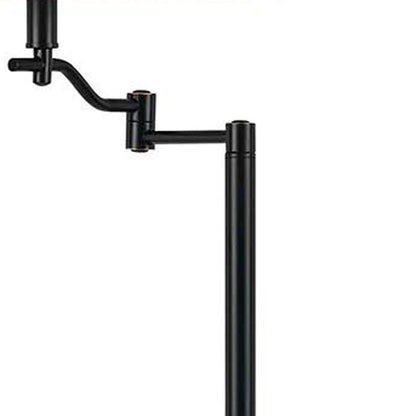 60" Bronze Swing Arm Floor Lamp With Beige Fabric Empire Shade HomeRoots