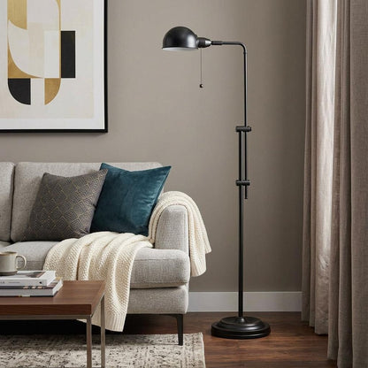 58" Bronze Adjustable Traditional Shaped Floor Lamp With Bronze Dome Shade HomeRoots