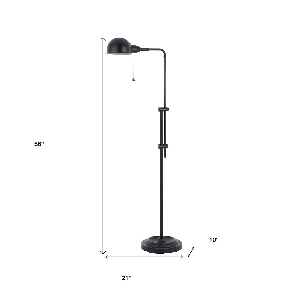 58" Bronze Adjustable Traditional Shaped Floor Lamp With Bronze Dome Shade HomeRoots