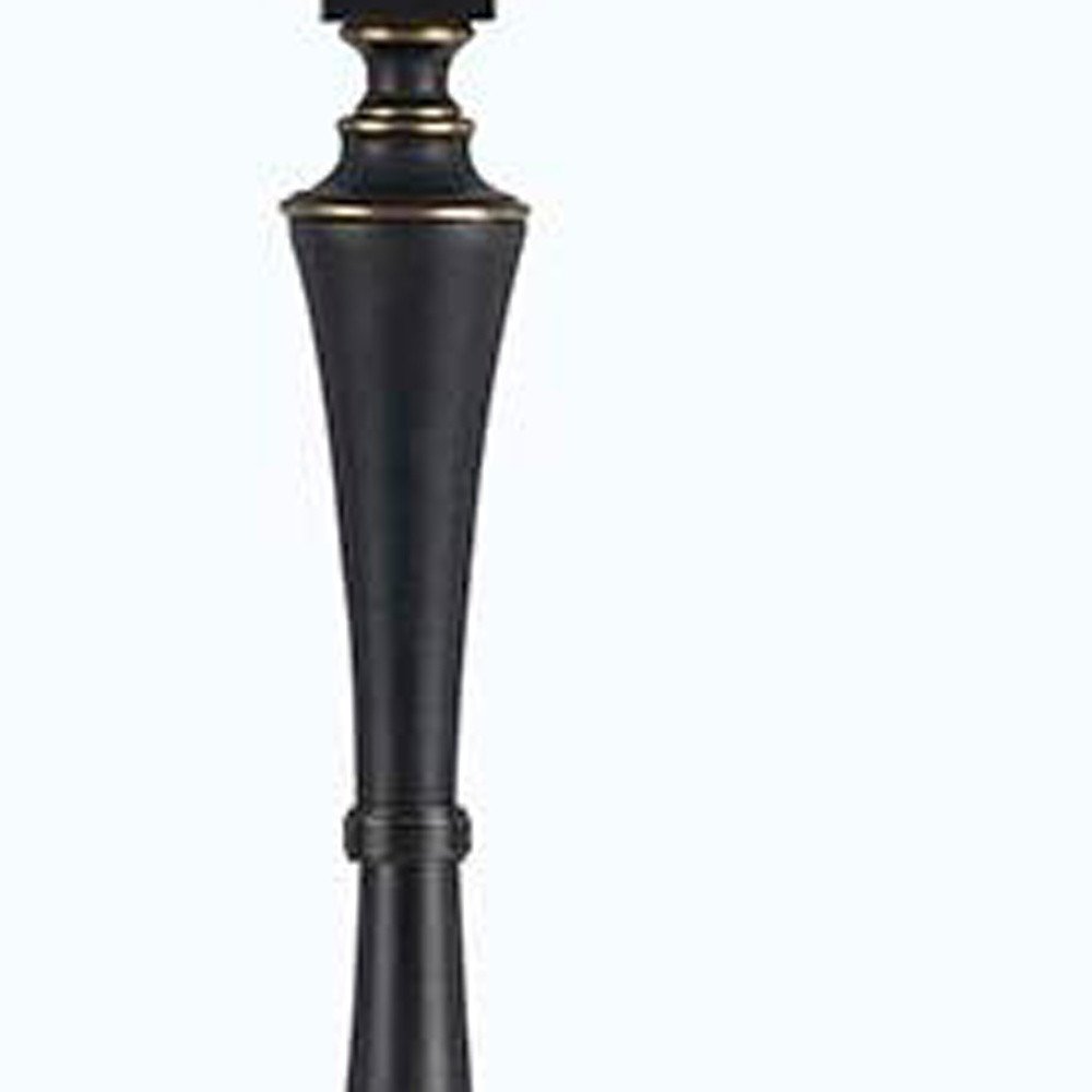 61" Bronze Two Light Traditional Shaped Floor Lamp With Brown Square Shade HomeRoots