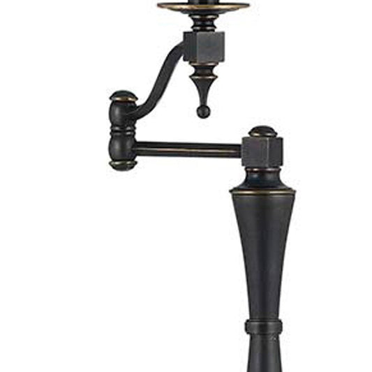 61" Bronze Swing Arm Floor Lamp With Brown Square Shade HomeRoots