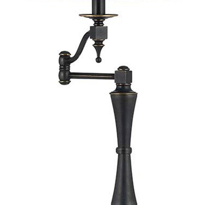 61" Bronze Swing Arm Floor Lamp With Brown Square Shade HomeRoots