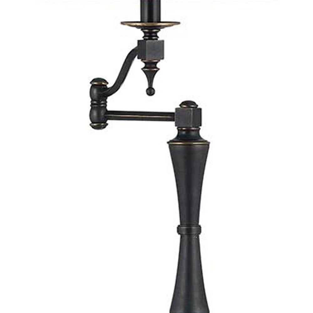 61" Bronze Swing Arm Floor Lamp With Brown Square Shade — view 3