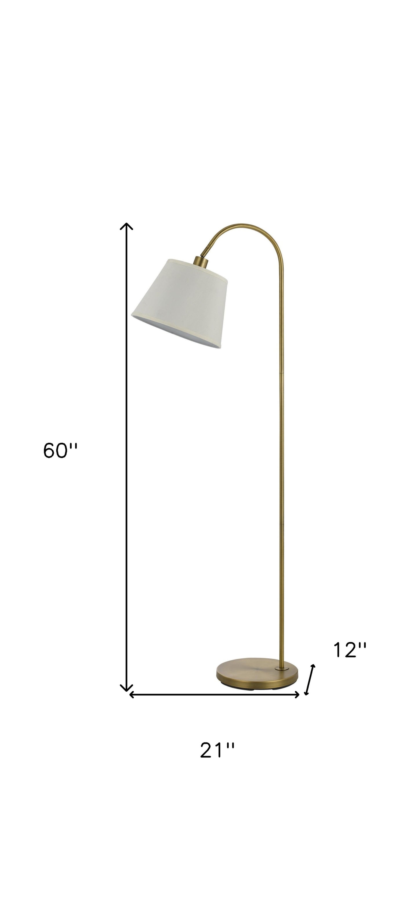 60" Bronze Traditional Shaped Floor Lamp With White Empire Shade