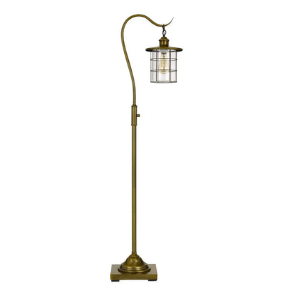 60" Brass Traditional Shaped Floor Lamp With Bronze Transparent Glass Drum Shade HomeRoots