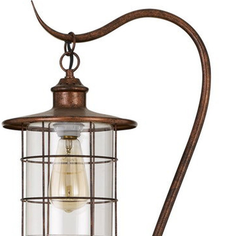 60" Rusted Traditional Shaped Floor Lamp With Rust Transparent Glass Drum Shade HomeRoots