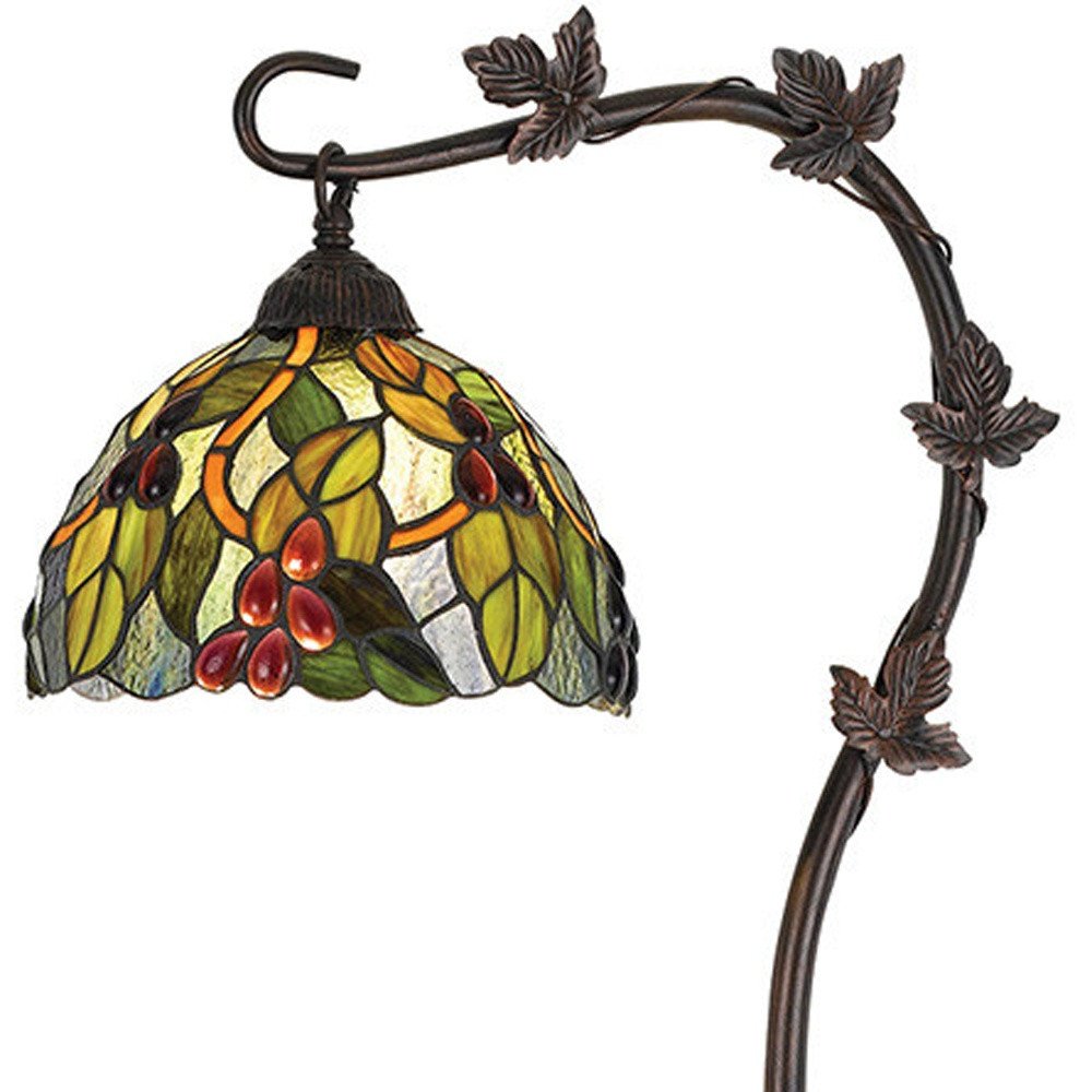 61" Bronze Floor Lamp With Green And Yellow Glass Dome Shade — view 3