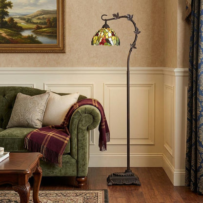 61" Bronze Floor Lamp With Green And Yellow Glass Dome Shade HomeRoots