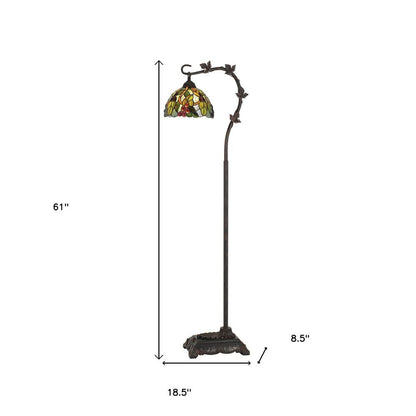 61" Bronze Floor Lamp With Green And Yellow Glass Dome Shade HomeRoots