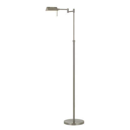 61" Nickel Metal Adjustable Swing Arm Floor Lamp With Gray Shade HomeRoots