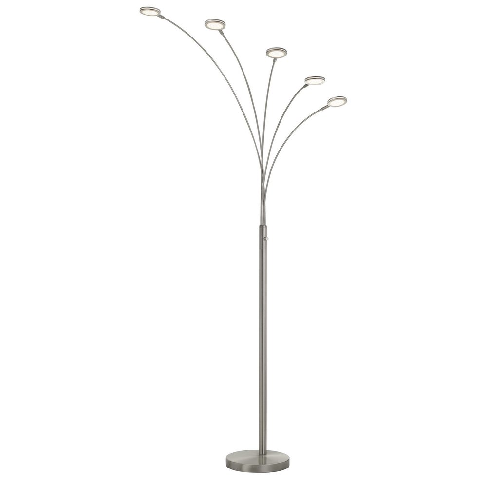 72" Nickel Five Light Led Arc Floor Lamp HomeRoots