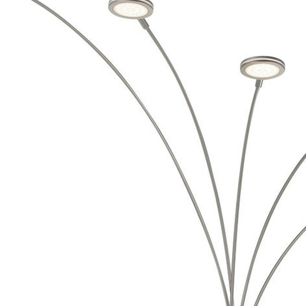 72" Nickel Five Light Led Arc Floor Lamp HomeRoots