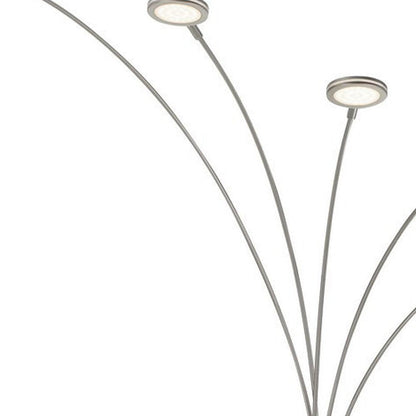 72" Nickel Five Light Led Arc Floor Lamp HomeRoots