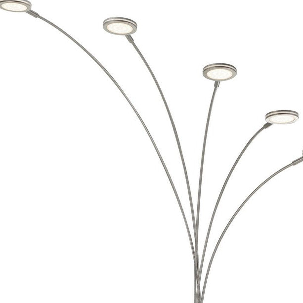 72" Nickel Five Light Led Arc Floor Lamp HomeRoots