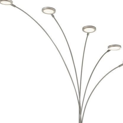 72" Nickel Five Light Led Arc Floor Lamp HomeRoots