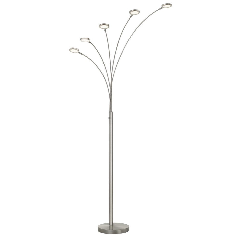 72" Nickel Five Light Led Arc Floor Lamp HomeRoots